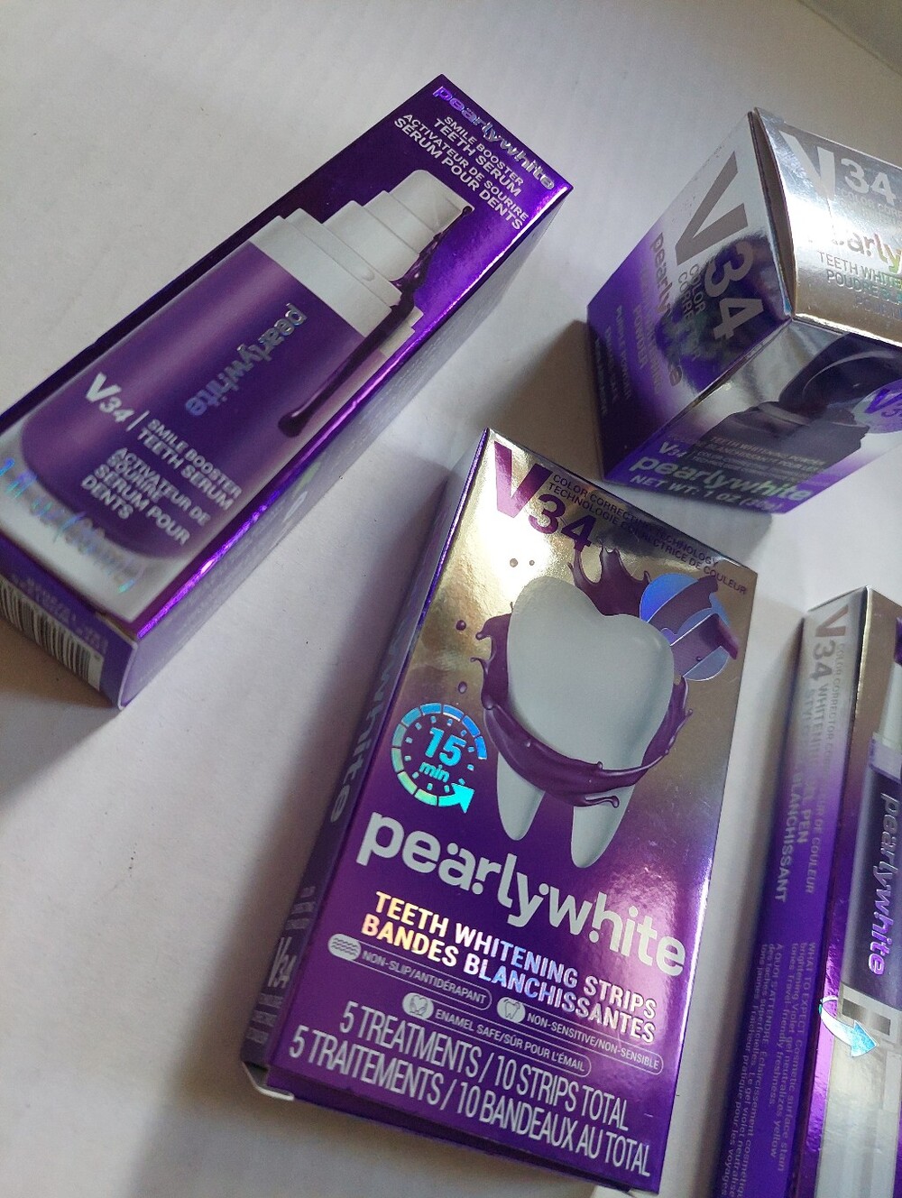 4 Pcs New V34 PearlyWhite Collection Gel Pen White Strips Booster Whitening + - Picture 3 of 4